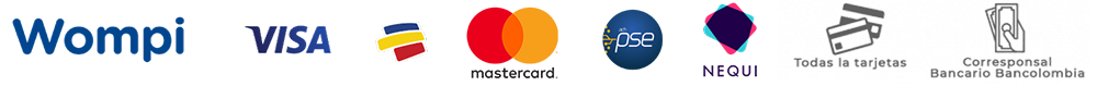 Métodos de pago disponibles: Wompi, Visa, Mastercard, PSE, Nequi y tarjetas